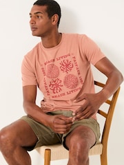FatFace Rust Brown Coral Graphic Tshirt - Image 4 of 5