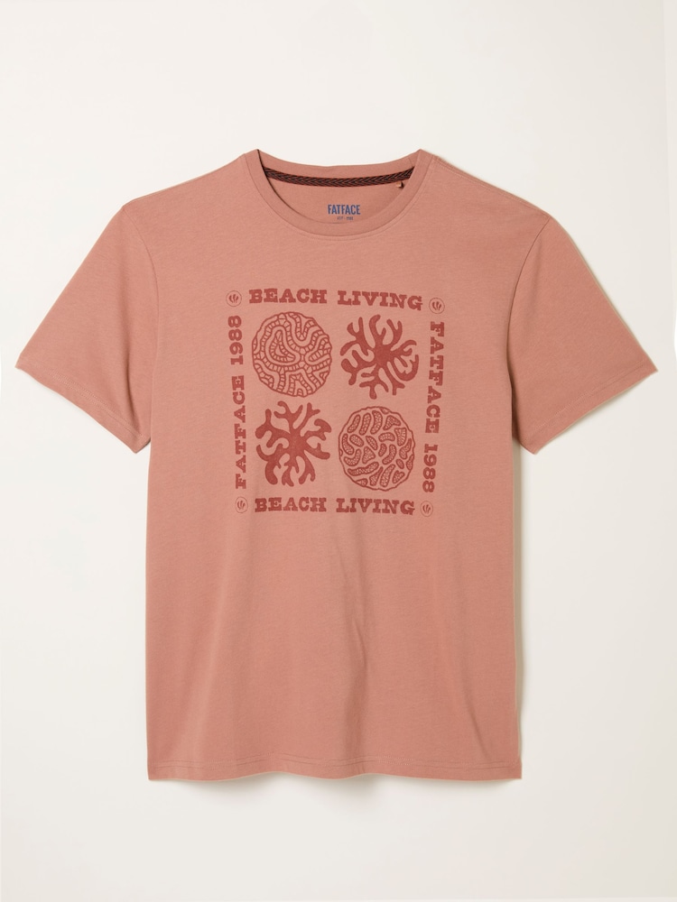 FatFace Rust Brown Coral Graphic Tshirt - Image 5 of 5