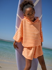 برتقالي مقلم - حزمة هودي وشورت من قماش الفوطة (12شهر -16سنة) - صورة 1 من 3