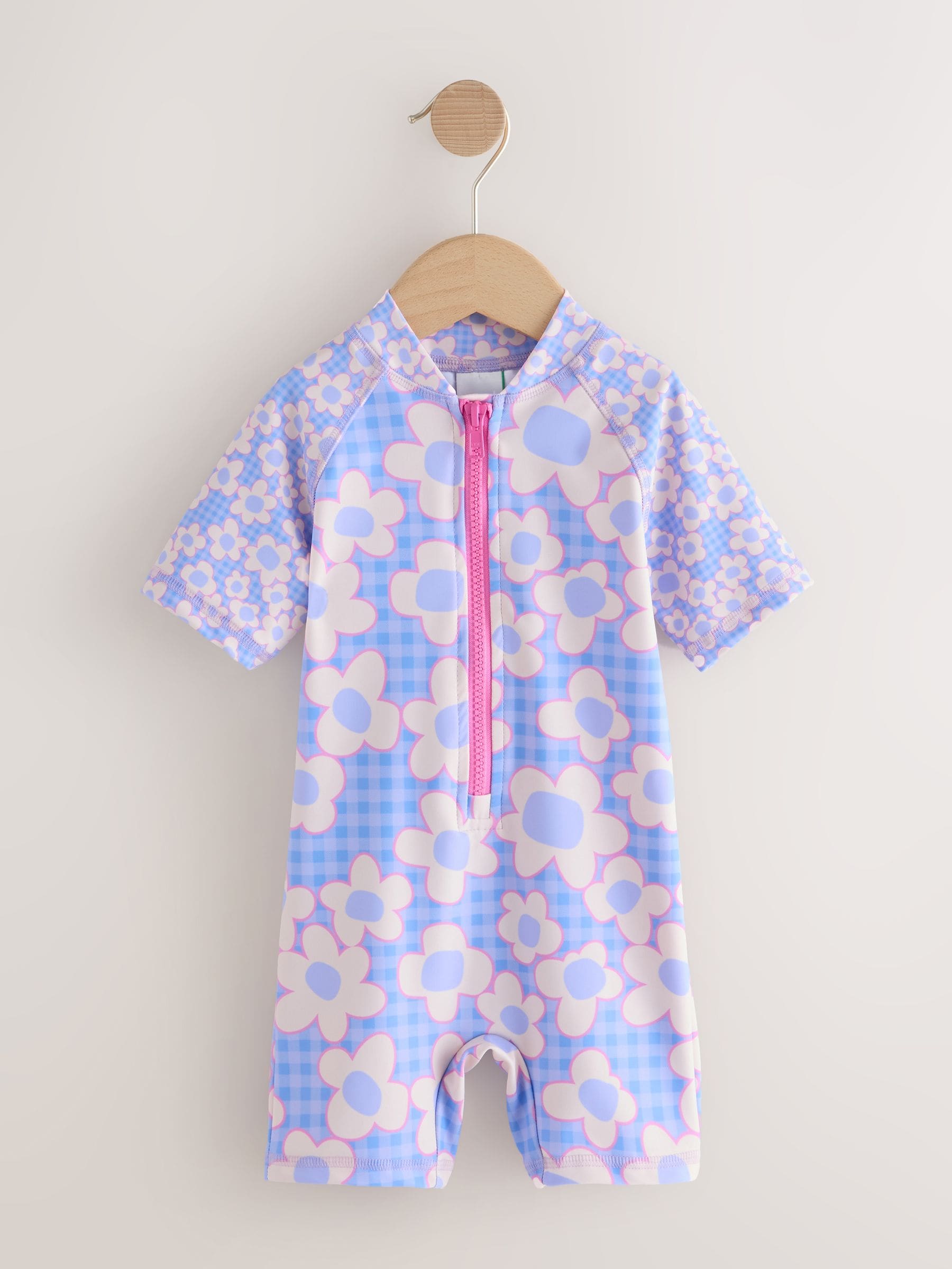 Buy Blue Stampy Floral Sunsafe Swimsuit (3mths-10yrs) from Next USA
