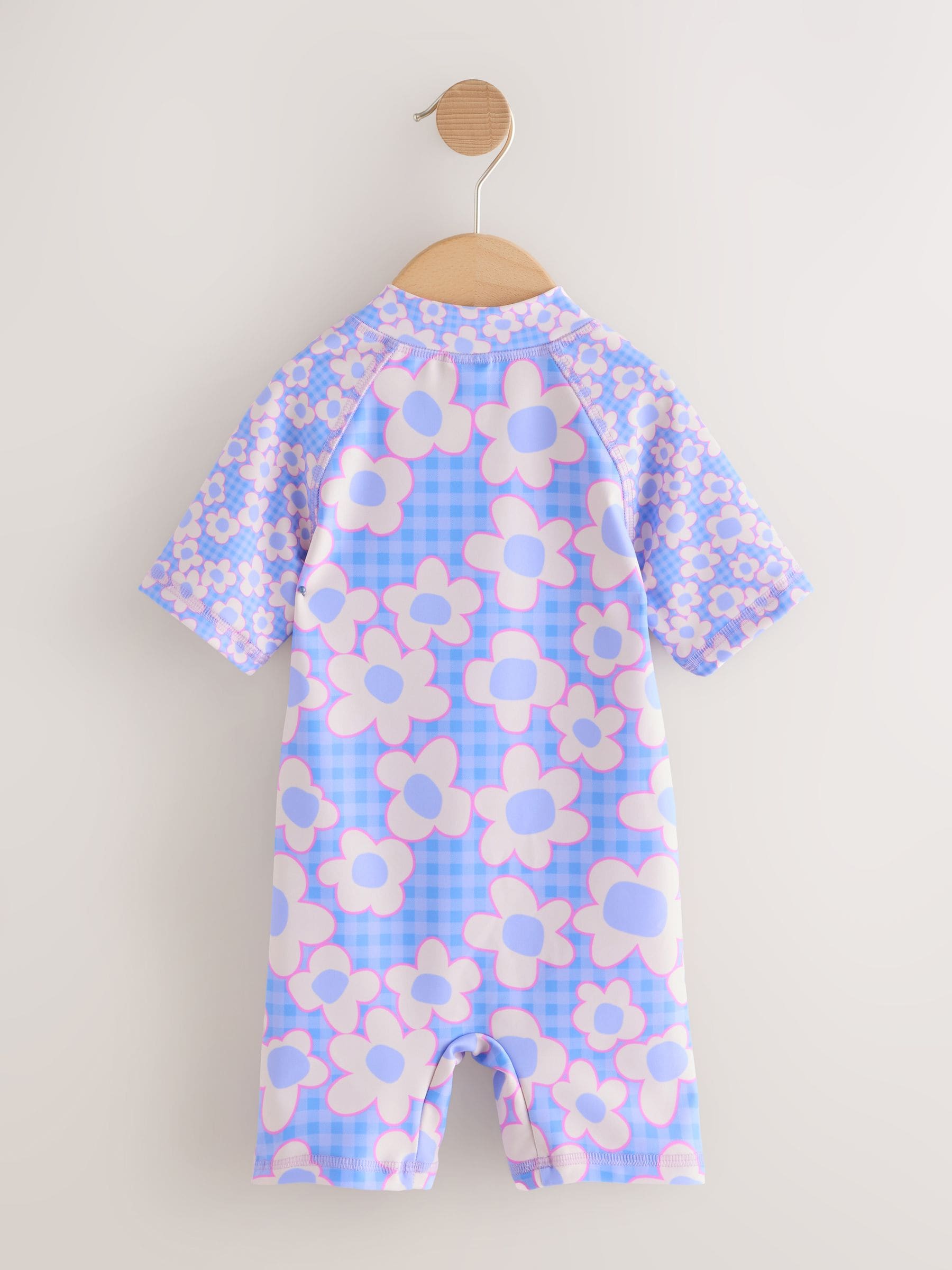 Buy Blue Stampy Floral Sunsafe Swimsuit (3mths-10yrs) from Next USA