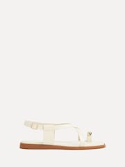 Linzi Cream Salma Strappy Flat Sandals With Toe Ring - Image 3 of 6