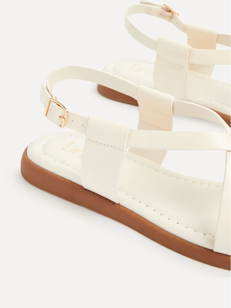 Linzi Cream Salma Strappy Flat Sandals With Toe Ring - Image 6 of 6