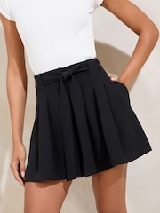Lipsy Black Tie Waist Shorts - Image 1 of 4