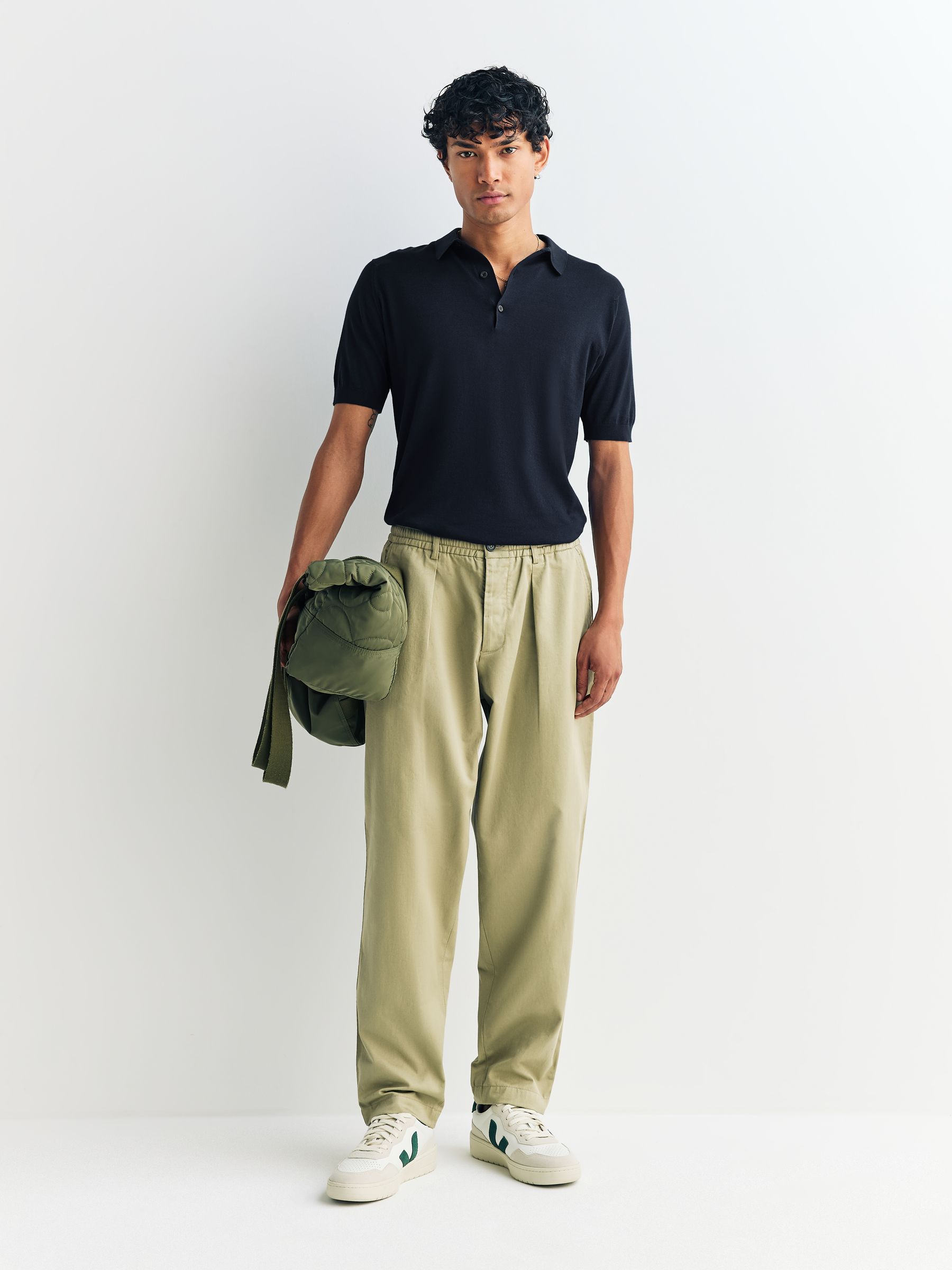 Buy John Smedley Blue Adrian Short Sleeve Cotton Knit Polo Shirt