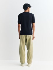 John Smedley Blue Adrian Short Sleeve Cotton Knit Polo Shirt - Image 4 of 6