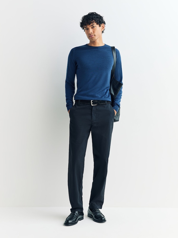 John Smedley Light Blue Lundy Long Sleeve Merino Wool Crew Neck Jumper - Image 2 of 5 John Smedley Light Blue Lundy Long Sleeve Merino Wool Crew Neck Jumper - Image 2 of 5
