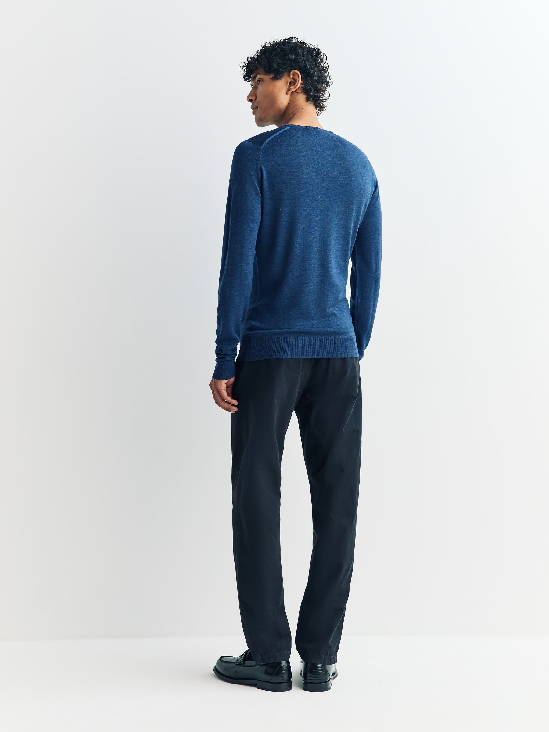 Buy John Smedley Light Blue Lundy Long Sleeve Merino Wool Crew