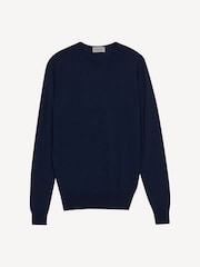 John Smedley Light Blue Lundy Long Sleeve Merino Wool Crew Neck Jumper - Image 5 of 5