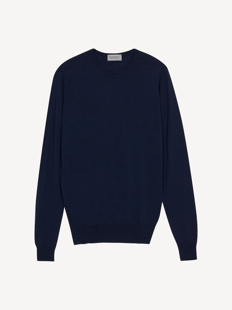 John Smedley Light Blue Lundy Long Sleeve Merino Wool Crew Neck Jumper - Image 5 of 5 John Smedley Light Blue Lundy Long Sleeve Merino Wool Crew Neck Jumper - Image 5 of 5