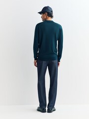 John Smedley Green Belper Long Sleeve Merino Wool Polo Shirt - Image 3 of 5