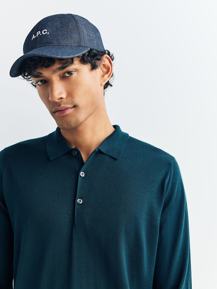 John Smedley Green Belper Long Sleeve Merino Wool Polo Shirt - Image 5 of 5 John Smedley Green Belper Long Sleeve Merino Wool Polo Shirt - Image 5 of 5