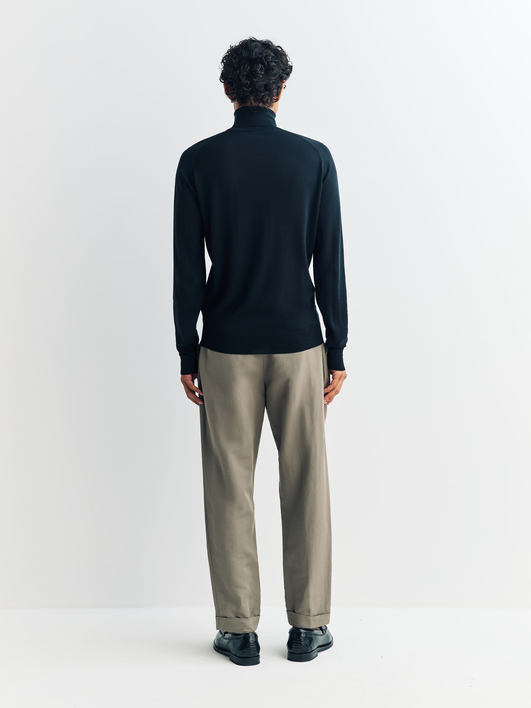 Buy John Smedley Black Cherwell Roll Neck Merino Wool Jumper from