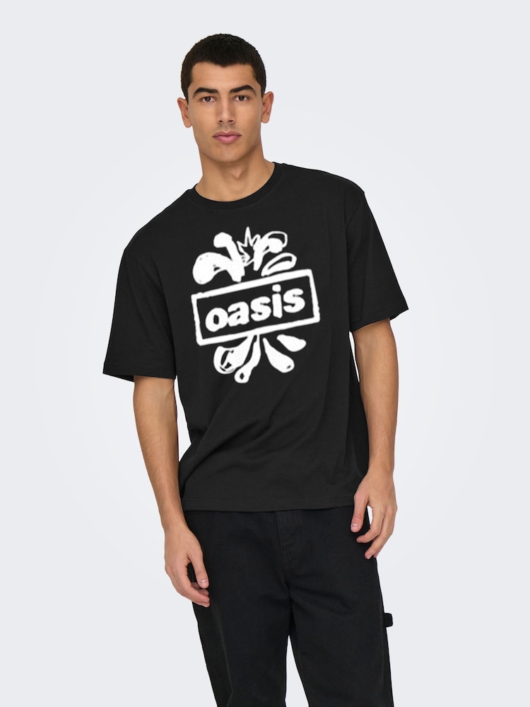 Only & Sons Relaxed Fit Oasis Band 100% Cotton T-Shirt - Imagen 1 de 4 Only & Sons Relaxed Fit Oasis Band 100% Cotton T-Shirt - Imagen 1 de 4