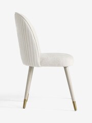 Set of 2 Soft Chenille Oyster Valencia Upholstered Grey Leg Dining Chairs - Image 3 of 4