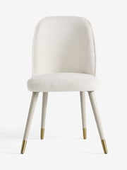 Set of 2 Soft Chenille Oyster Valencia Upholstered Grey Leg Dining Chairs - Image 5 of 6