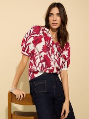 Baukjen Red 100% Cotton Rosana Collar Blouse - Image 1 of 1