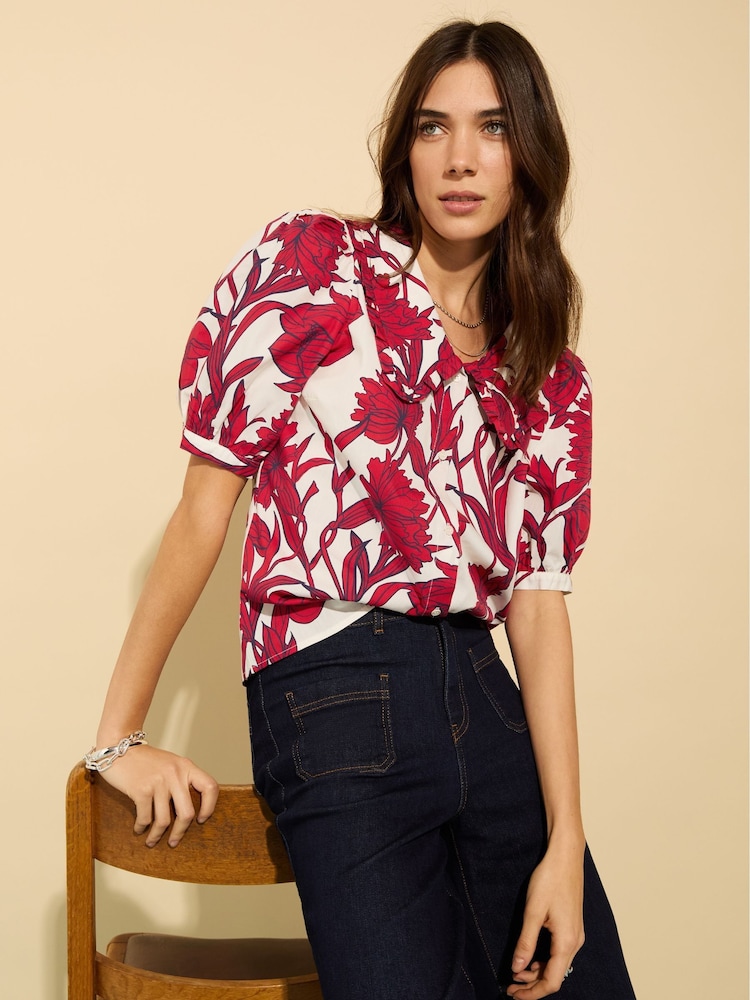 Baukjen Red 100% Cotton Rosana Collar Blouse - Image 1 of 1