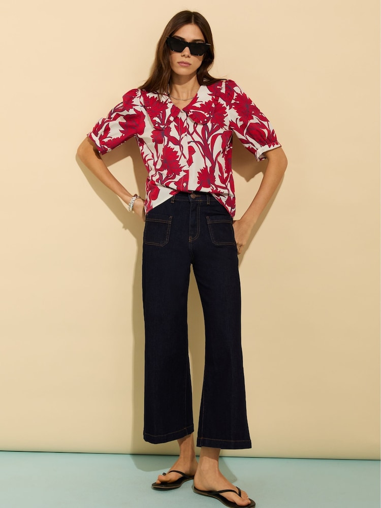 Baukjen Red 100% Cotton Rosana Collar Blouse - Image 2 of 5