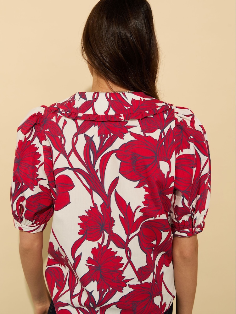 Baukjen Red 100% Cotton Rosana Collar Blouse - Image 4 of 4