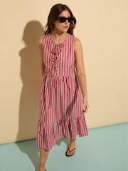 Baukjen Red Devia Tie 100% Organic Cotton Midi Dress - Image 1 of 1