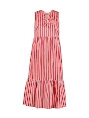 Baukjen Red Devia Tie 100% Organic Cotton Midi Dress - Image 5 of 5
