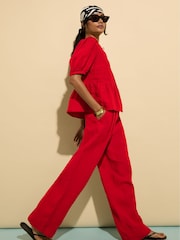Baukjen Red Melissa 100% Linen Trousers - Image 1 of 1