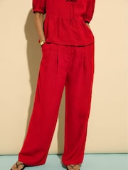 Baukjen Red Melissa 100% Linen Trousers - Image 2 of 5