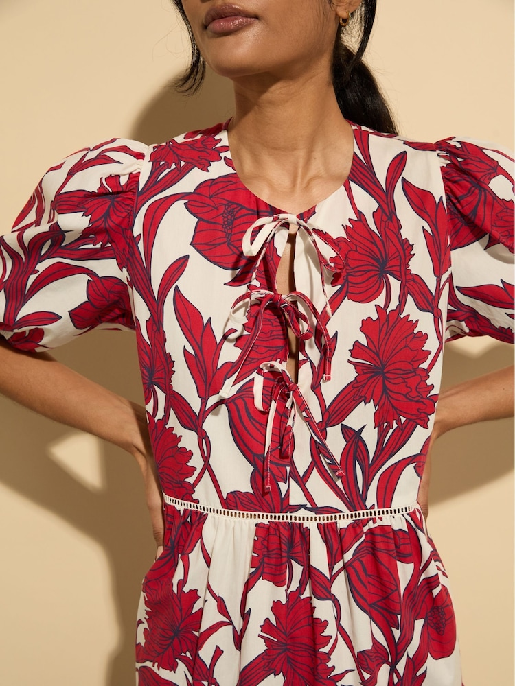Baukjen Red Amelie Tie Midi Dress - Image 3 of 5
