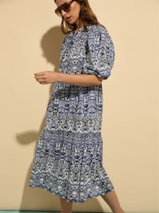 Baukjen Blue Mathilda 100% Organic Cotton Kaftan Dress - Image 4 of 5