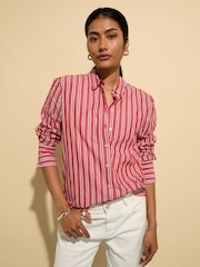 Baukjen Red Rishma 100% Cotton Stripe Shirt - Imagen 1 de 3