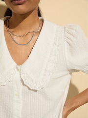 Baukjen Marti 100% Cotton Broderie Detail White Blouse - Image 3 of 5