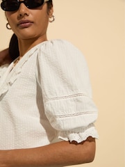 Baukjen Marti 100% Cotton Broderie Detail White Blouse - Image 4 of 5
