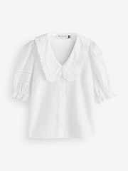 Baukjen Marti 100% Cotton Broderie Detail White Blouse - Image 5 of 5