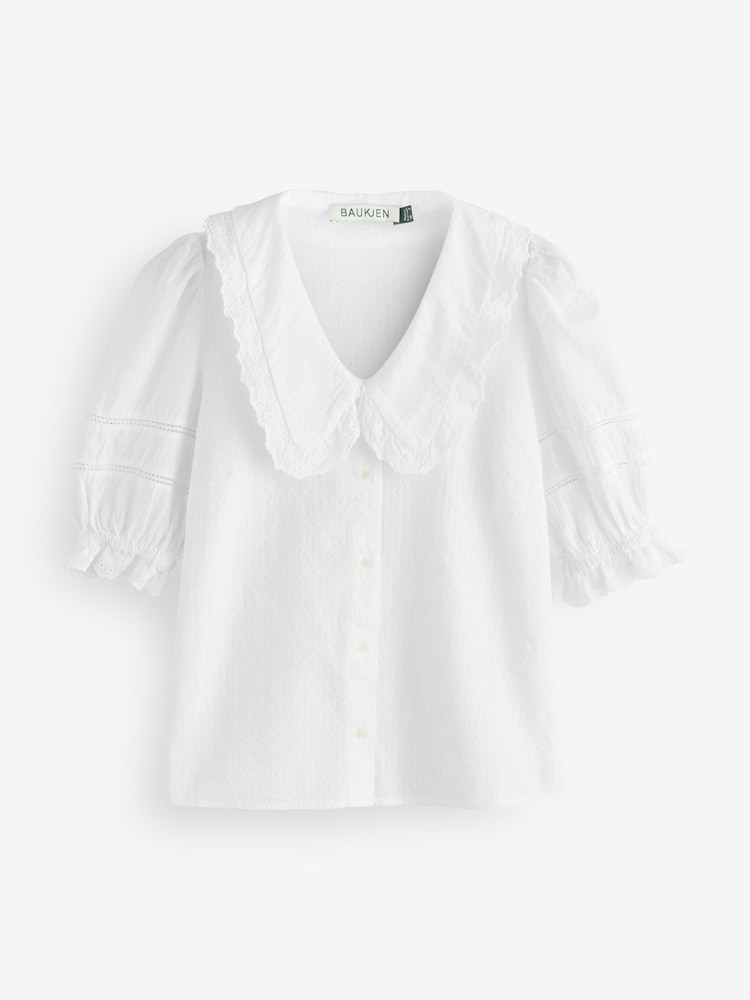 Baukjen Marti 100% Cotton Broderie Detail White Blouse - Image 5 of 5