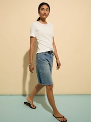 Baukjen Gabriella Pretty Rib 100% Cotton White T-Shirt - Imagen 3 de 4