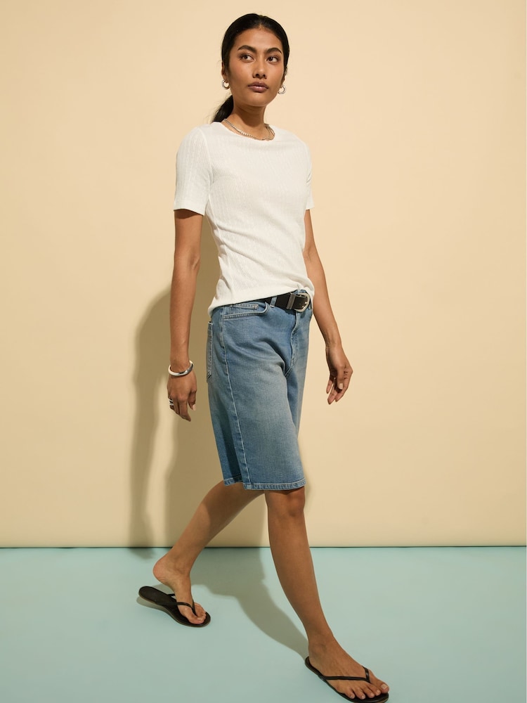 Baukjen Gabriella Pretty Rib 100% Cotton White T-Shirt - Image 3 of 3