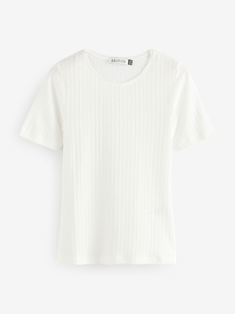 Baukjen Gabriella Pretty Rib 100% Cotton White T-Shirt - Imagen 4 de 4