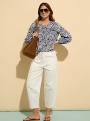 Baukjen Blue Stephanie 100% Cotton Tie Neck Blouse - Image 2 of 5