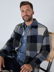 Blue Check Wool Look Shacket - Image 4 of 11