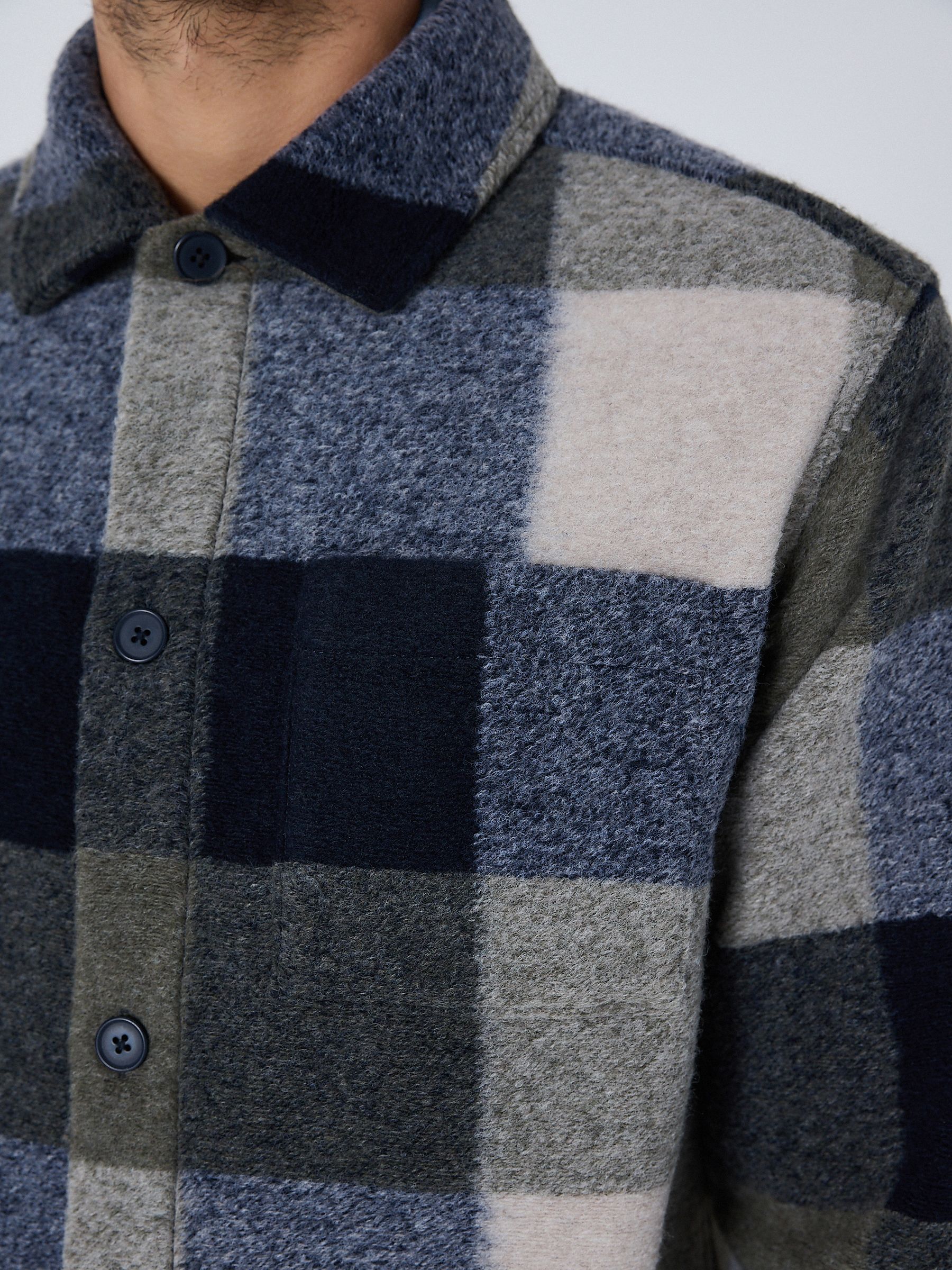 Buy Blue Check Wool Look Shacket from the Next UK online shop