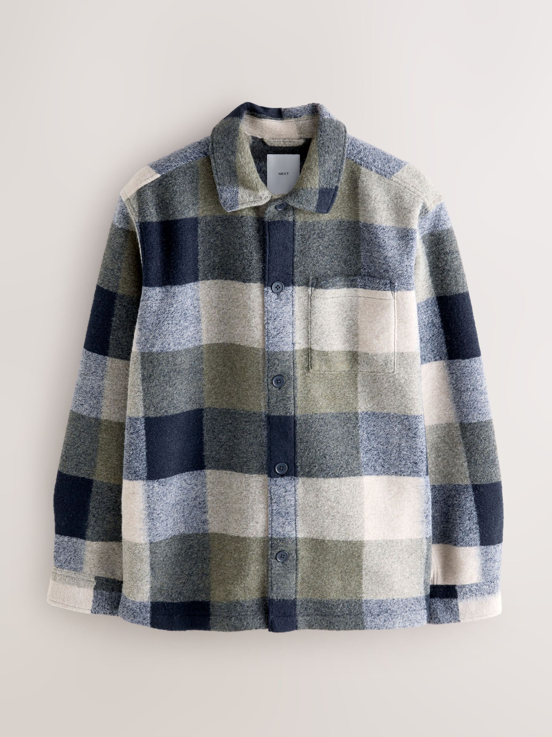 Buy Blue Check Wool Look Shacket from the Next UK online shop