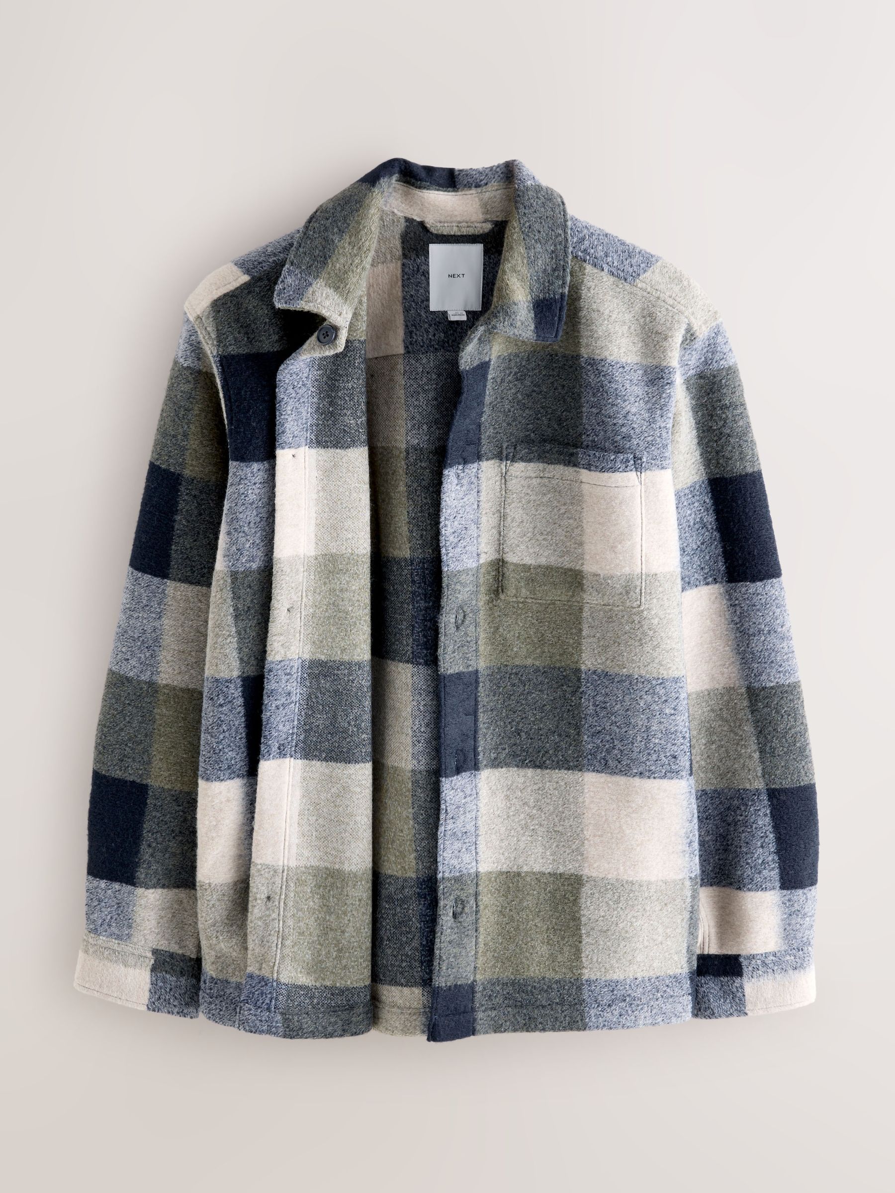 Buy Blue Check Wool Look Shacket from the Next UK online shop