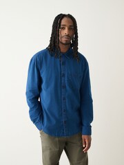 أزرق نيلي - Seersucker Denim Style Long Sleeve Shirt - صورة 1 من 8