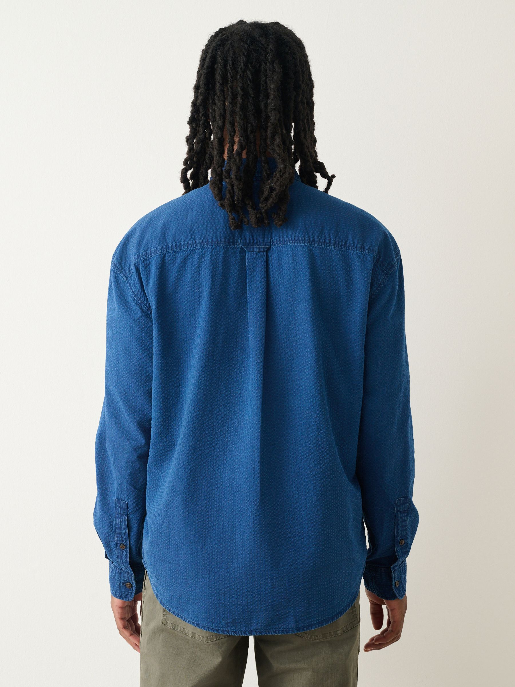 Buy Indigo Blue Seersucker Denim Style Long Sleeve Shirt from Next USA
