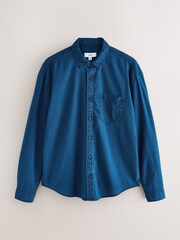 أزرق نيلي - Seersucker Denim Style Long Sleeve Shirt - صورة 6 من 8