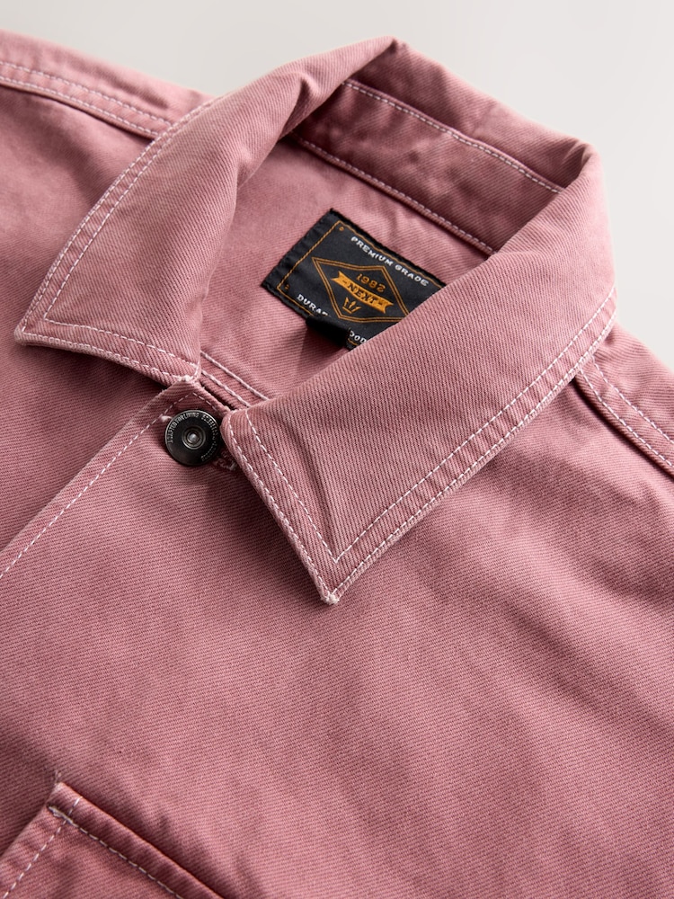 Pink Canvas Shacket Overshirt - Image 4 of 4 Pink Canvas Shacket Overshirt - Image 4 of 4