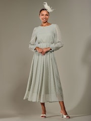 Jolie Moi Green Long Sleeve Chiffon Midaxi Dress - Image 4 of 6