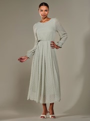 Jolie Moi Green Long Sleeve Chiffon Midaxi Dress - Image 5 of 6