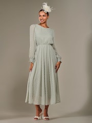 Jolie Moi Green Long Sleeve Chiffon Midaxi Dress - Image 6 of 6